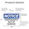 Signmission Temporarily Out Of Service, 18 in W x Rectangle, Plastic OS-2PACK-NS-P-1218-L-18535 - alternate 2